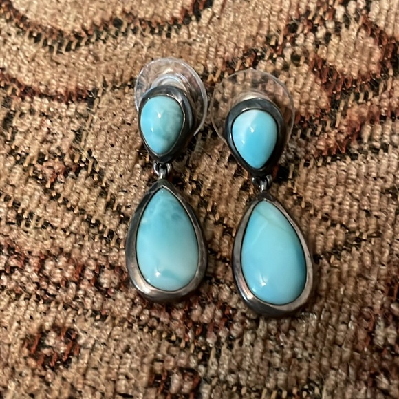 Marahlago earrings - sterling and Larimar - Picture 2 of 5
